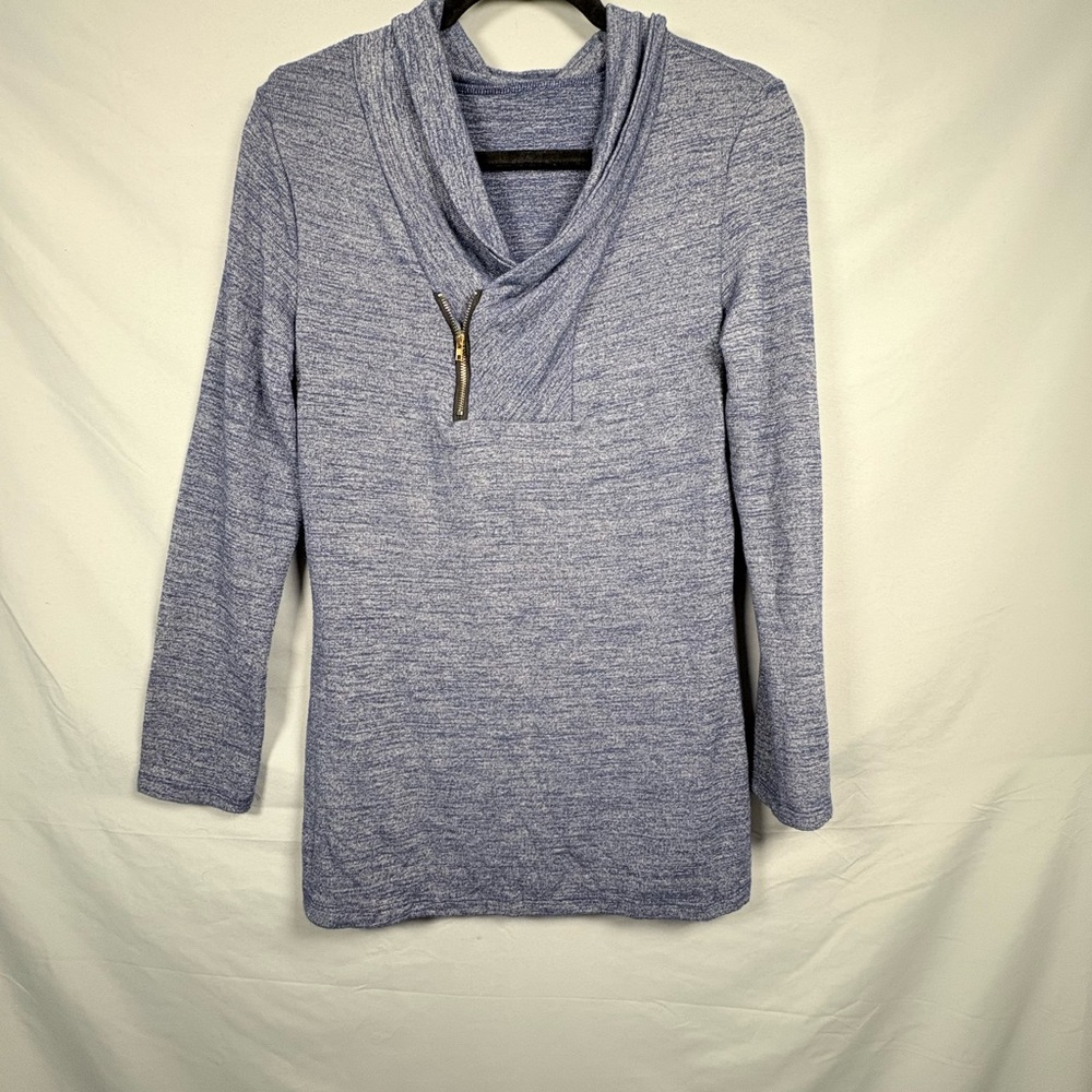 Women's Size M Blue Long Sleeve Sweater with Zipper Detail